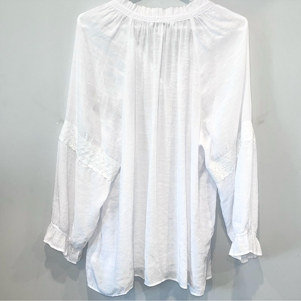 Counterparts White Long Sleeve Peasant Lace Blouse Bohemian Women’s Size XL NWOT - Picture 6 of 12